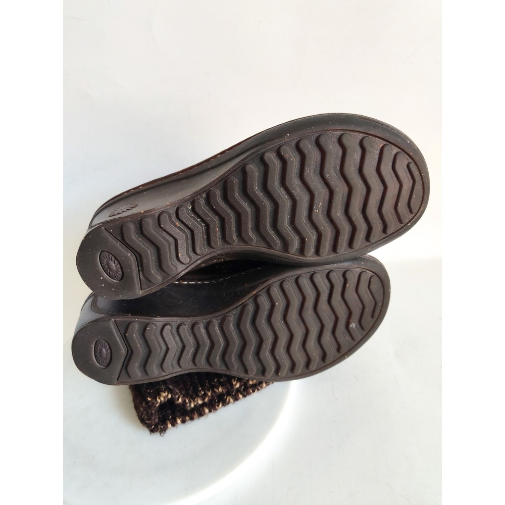 Ugg Boots Knee High Size 6 Cresthaven Knit Shaft Wedge Winter Brown Leather Boho - Picture 7 of 9